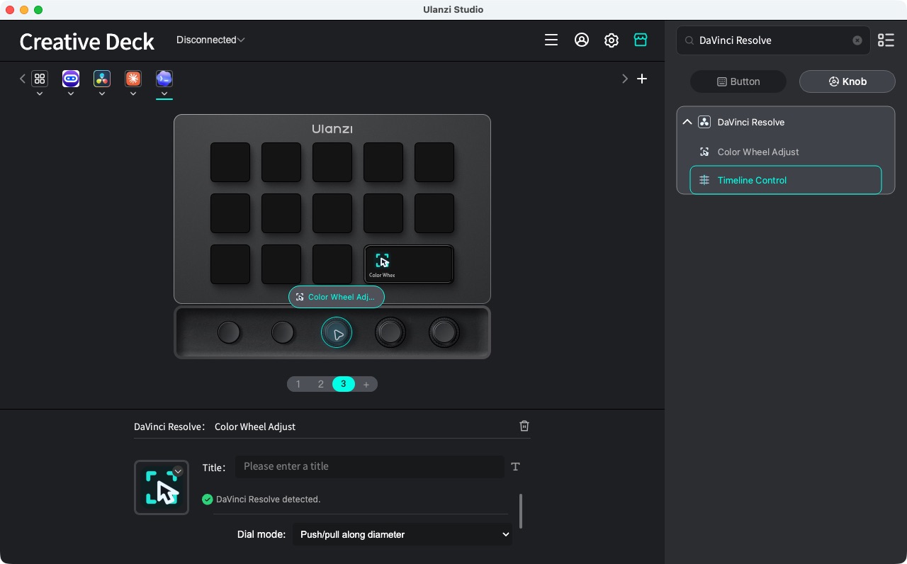 Creative Deck 上的 Color Wheel Adjust 旋钮与属性区